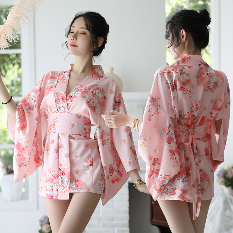 Bộ đồ ngủ kimono hoa gợi cảm