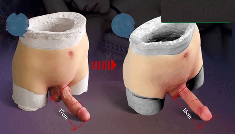 Quần da silicone có gắn dương vật giả dài như con trâu x