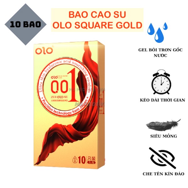 Bao cao su có gân vàng vuông Olo 0,01 chính hãng kéo dài tuổi thọ hơn